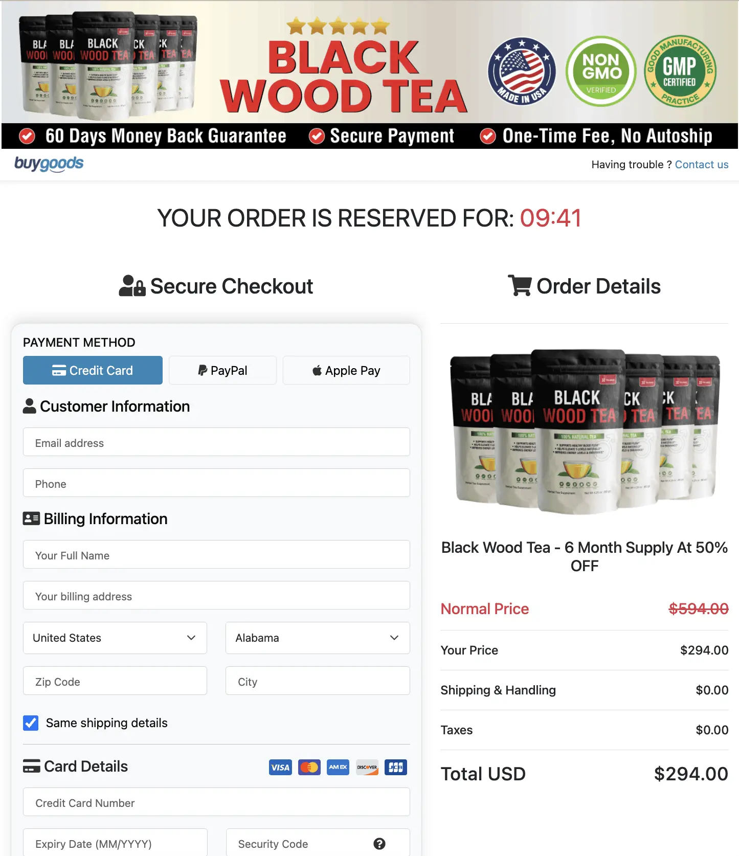 Black Wood Tea Order Now
